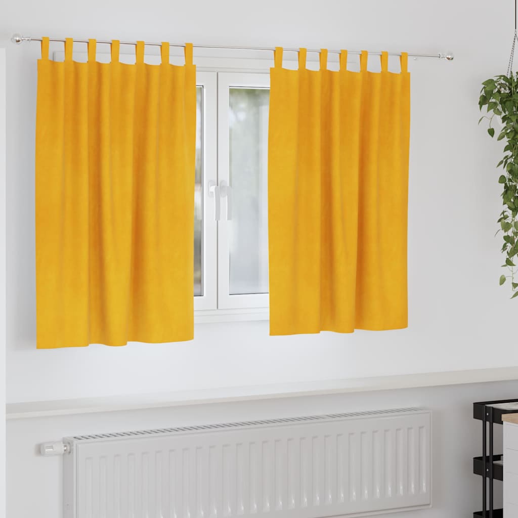 Verduisterende Gordijnen 2 Pcs Fluweel Mosterdgeel