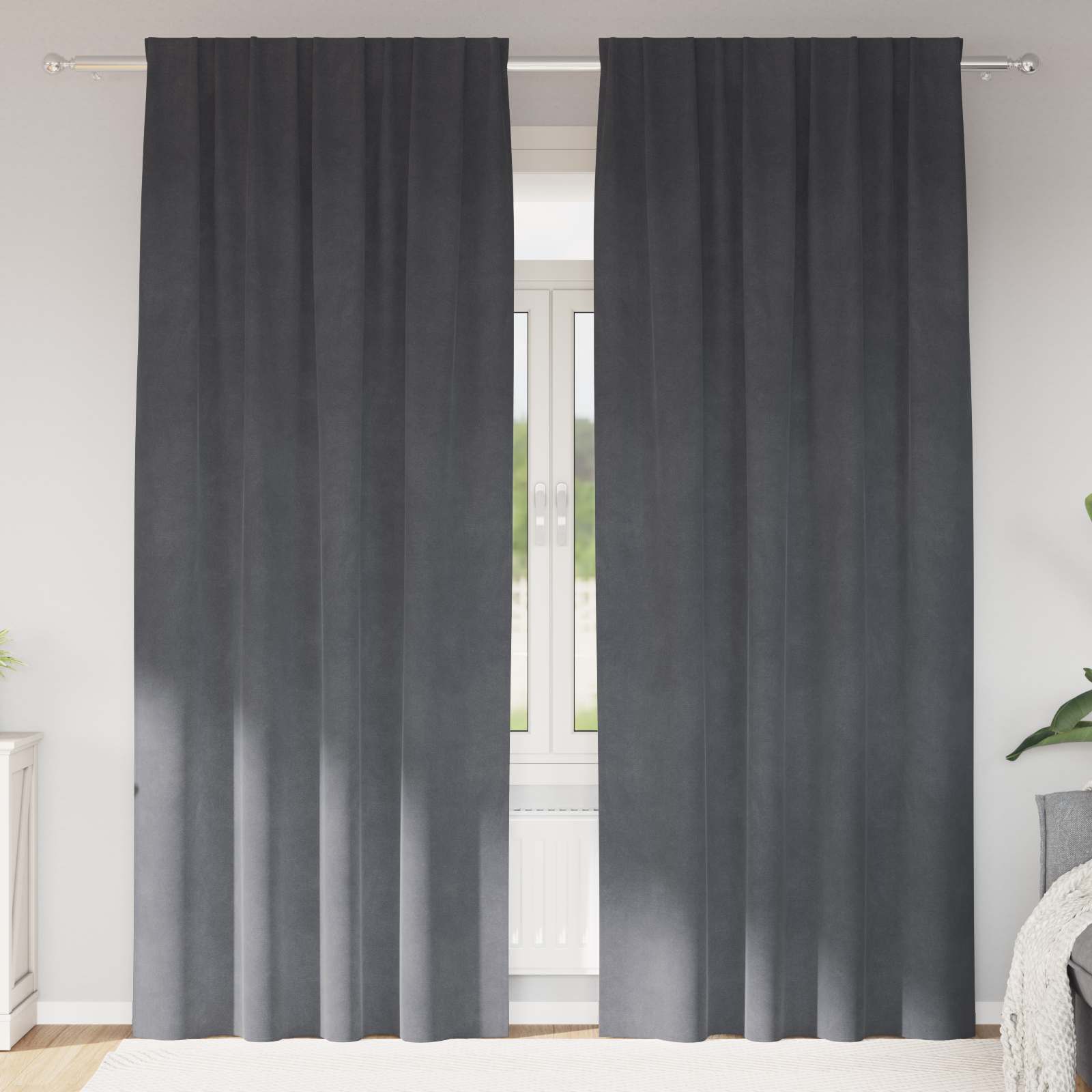 Verduisterende Gordijnen 2 Pcs Fluweel Lichtgrijs