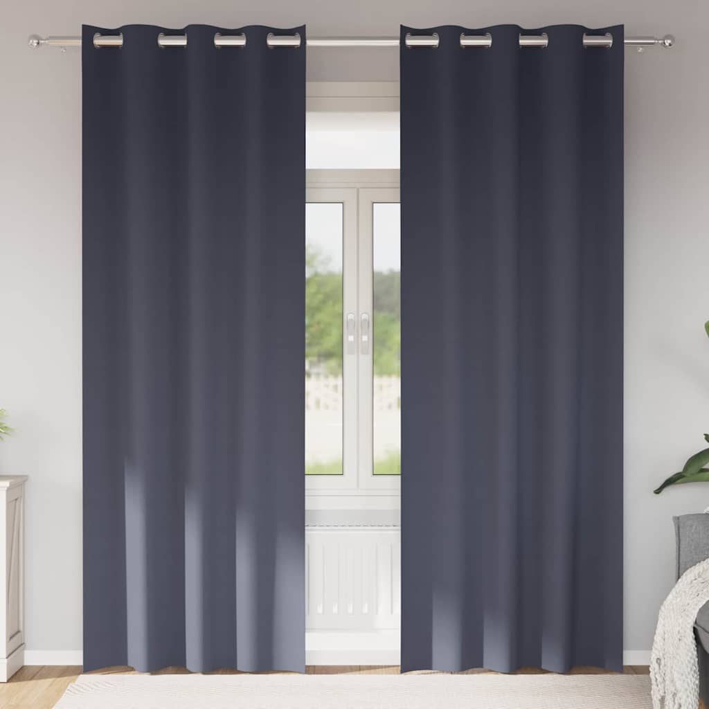 Zwart-Out Gordijnen Met Ringen 2 Pcs 140 X Antraciet