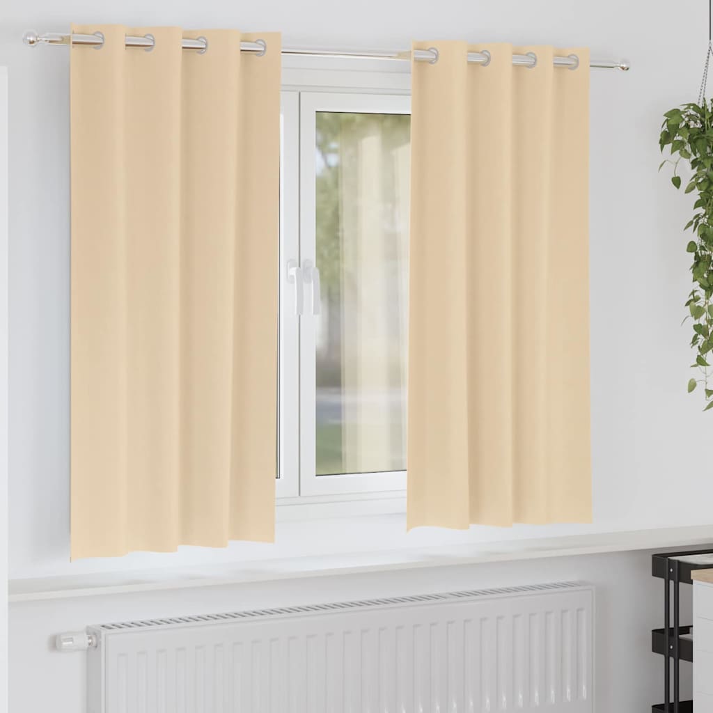 Zwart-Out Gordijnen Met Ringen 2 Pcs 140 X Crème