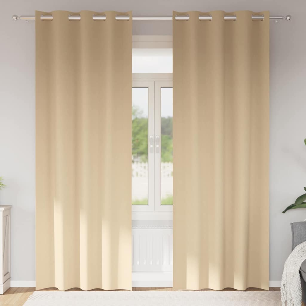 Zwart-Out Gordijnen Met Ringen 2 Pcs 140 X Crème