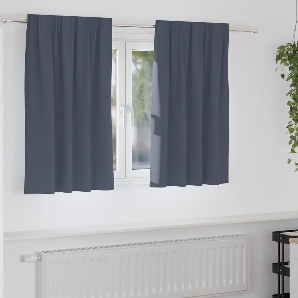 Zwart-Out Gordijnen Met Ringen 2 Pcs 140 X Antraciet