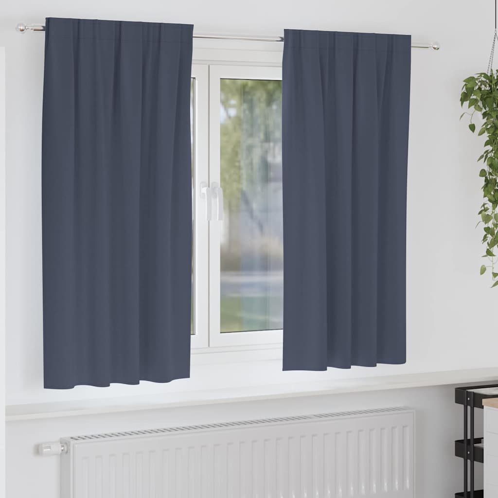 Zwart-Out Gordijnen Met Ringen 2 Pcs 140 X Antraciet