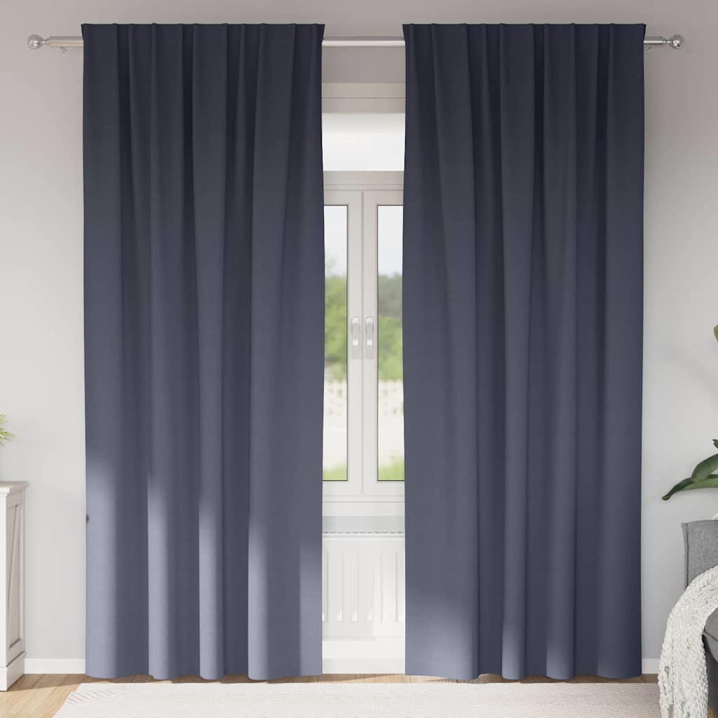 Zwart-Out Gordijnen Met Ringen 2 Pcs 140 X Antraciet