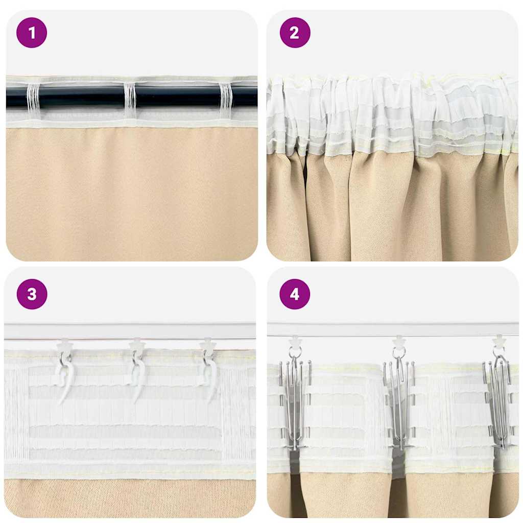 Zwart-Out Gordijnen Met Ringen 2 Pcs 140 X Crème