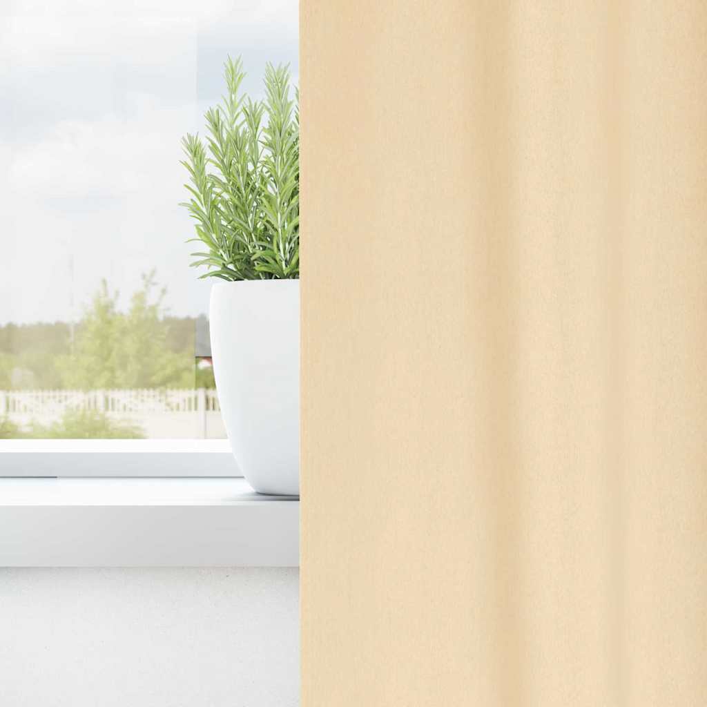 Zwart-Out Gordijnen Met Ringen 2 Pcs 140 X Crème
