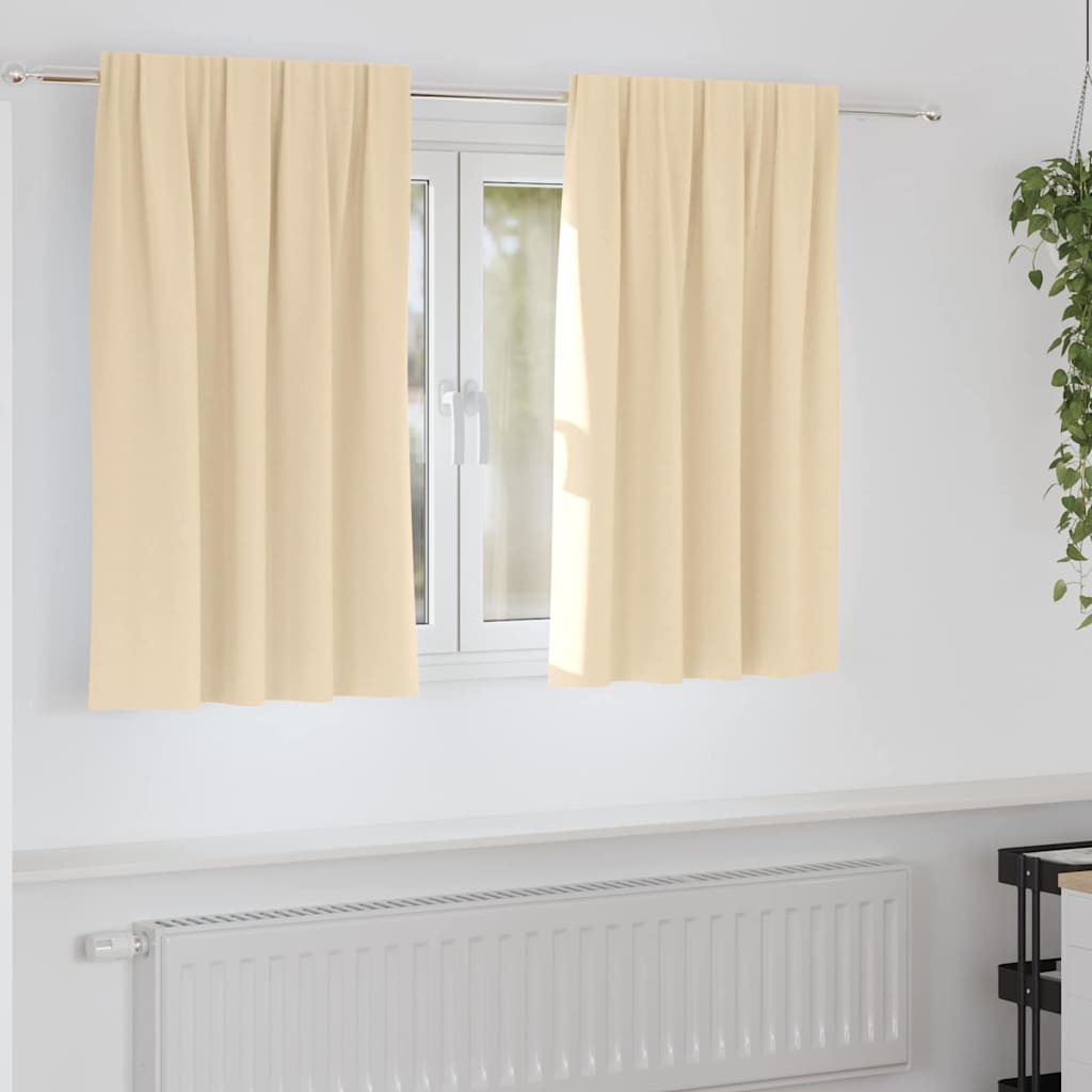 Zwart-Out Gordijnen Met Ringen 2 Pcs 140 X Crème