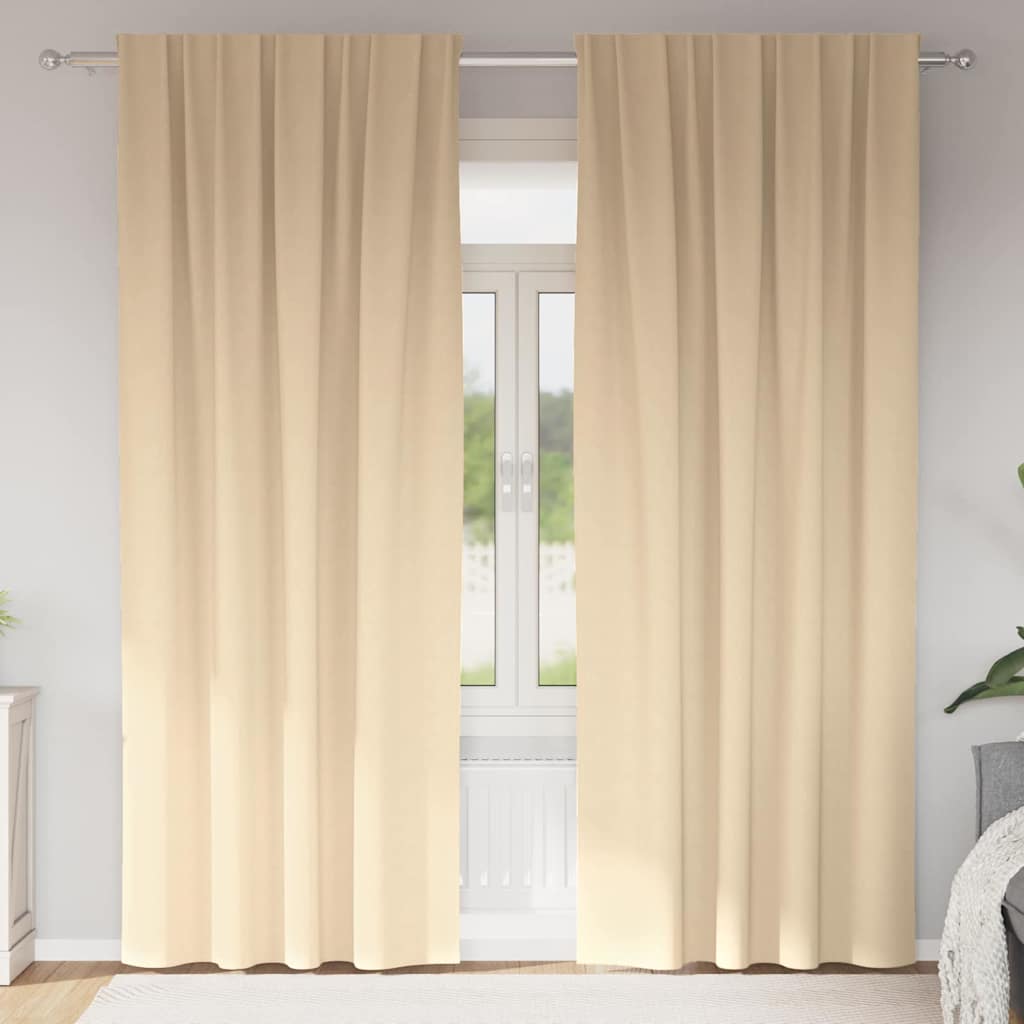 Zwart-Out Gordijnen Met Ringen 2 Pcs 140 X Crème