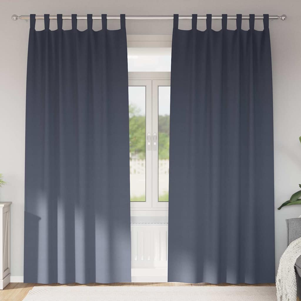 Zwart-Out Gordijnen Met Ringen 2 Pcs 140 X Antraciet
