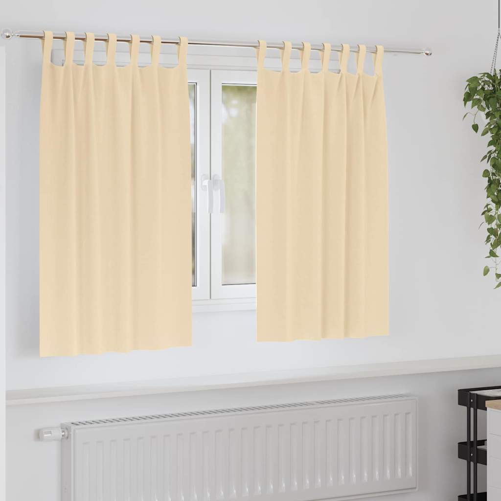 Zwart-Out Gordijnen Met Ringen 2 Pcs 140 X Crème