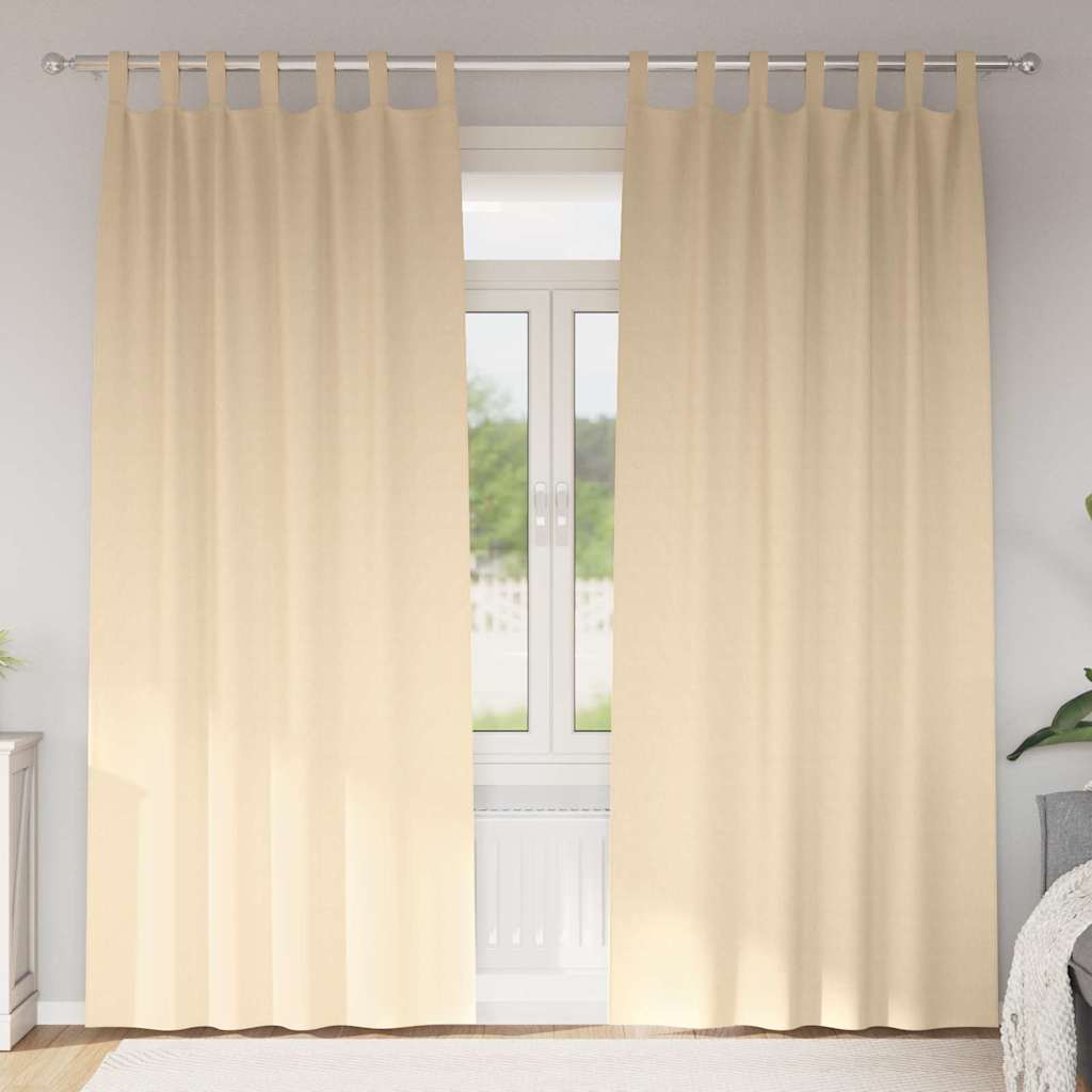 Zwart-Out Gordijnen Met Ringen 2 Pcs 140 X Crème