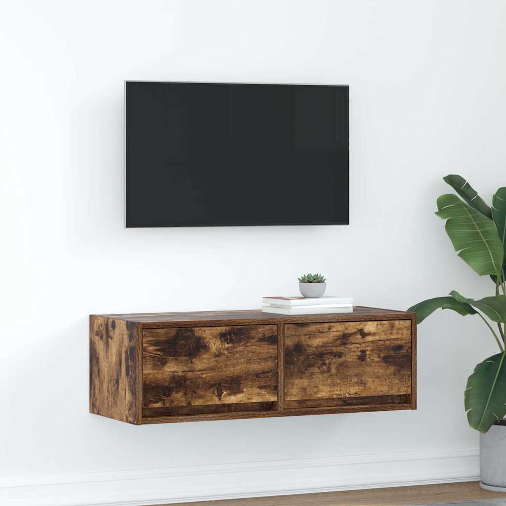 Tv-Meubel 80X31X25,5 Cm Bewerkt Hout Kleurig