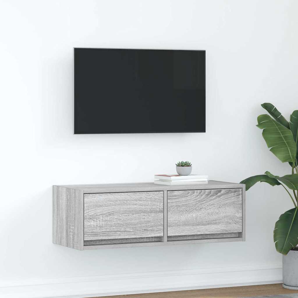 Tv-Meubel 80X31X25,5 Cm Bewerkt Hout Eikenkleurig