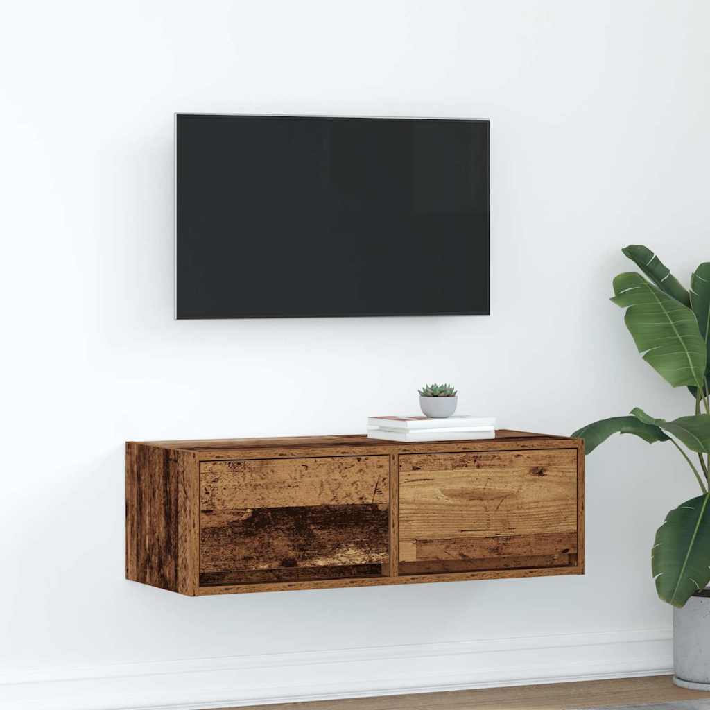 Tv-Meubel 80X31X25,5 Cm Bewerkt Hout Kleurig