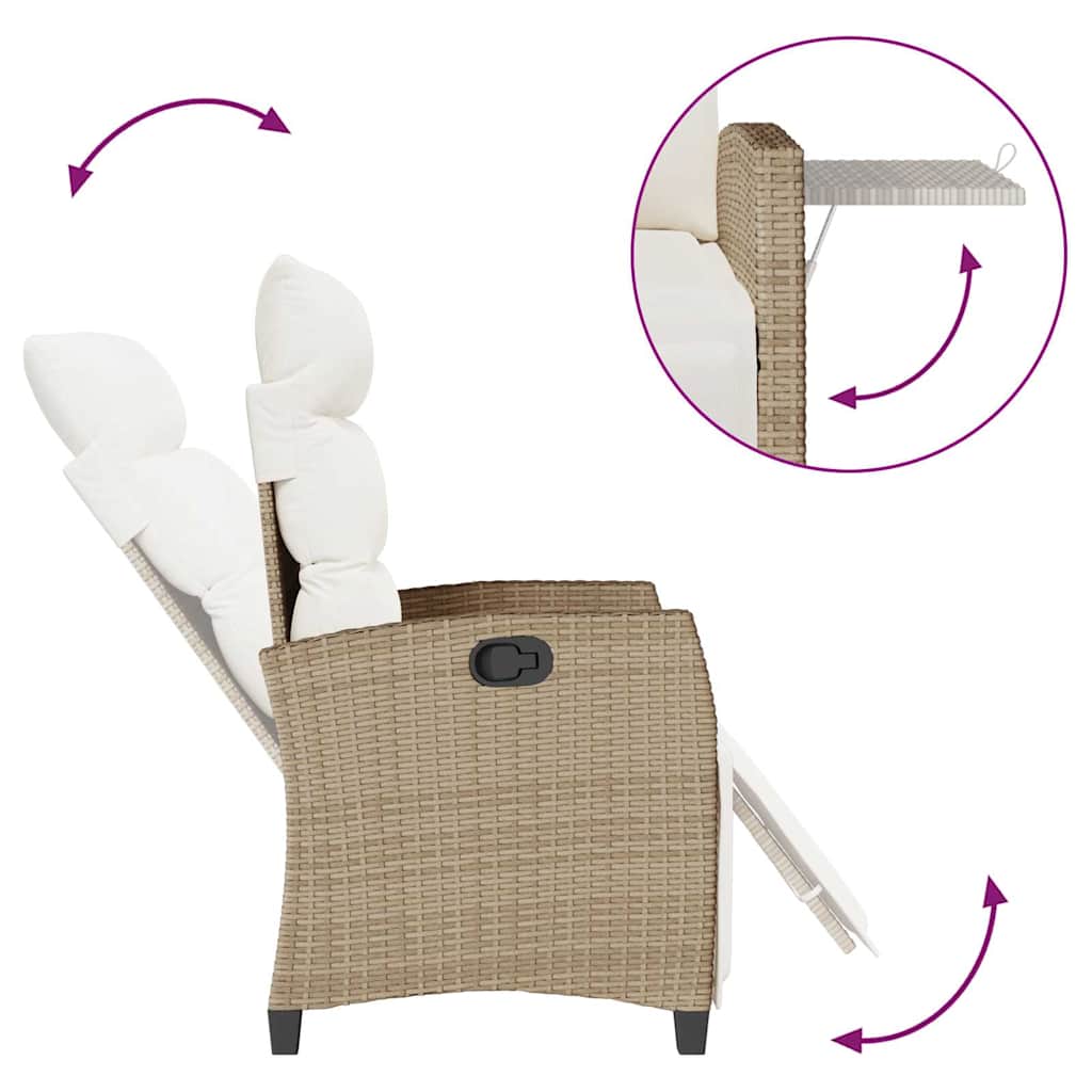 Verstelbare Tuinstoel Met Bijzettafel Poly Rattan