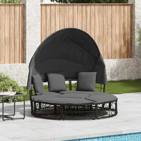 Loungebed Voor Buiten Met Luifel En Kussens Poly Rattan