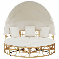 Loungebed Voor Buiten Met Luifel En Kussens Poly Rattan