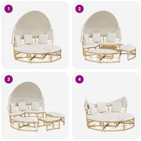 Loungebed Voor Buiten Met Luifel En Kussens Poly Rattan