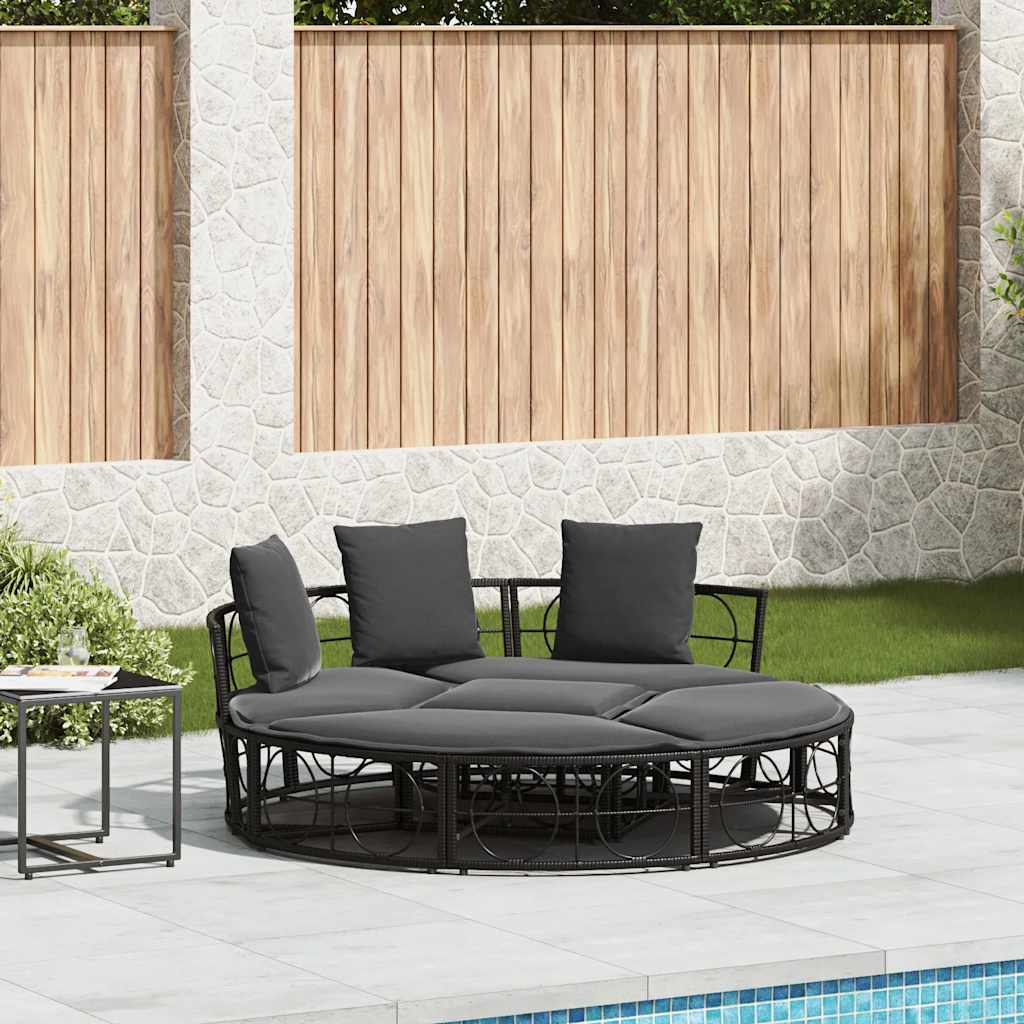 Loungebed Voor Buiten Met Luifel En Kussens Poly Rattan