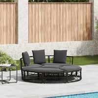 Loungebed Voor Buiten Met Luifel En Kussens Poly Rattan