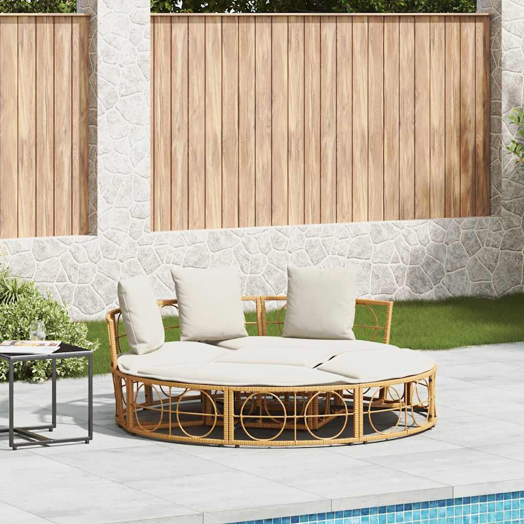 Loungebed Voor Buiten Met Luifel En Kussens Poly Rattan
