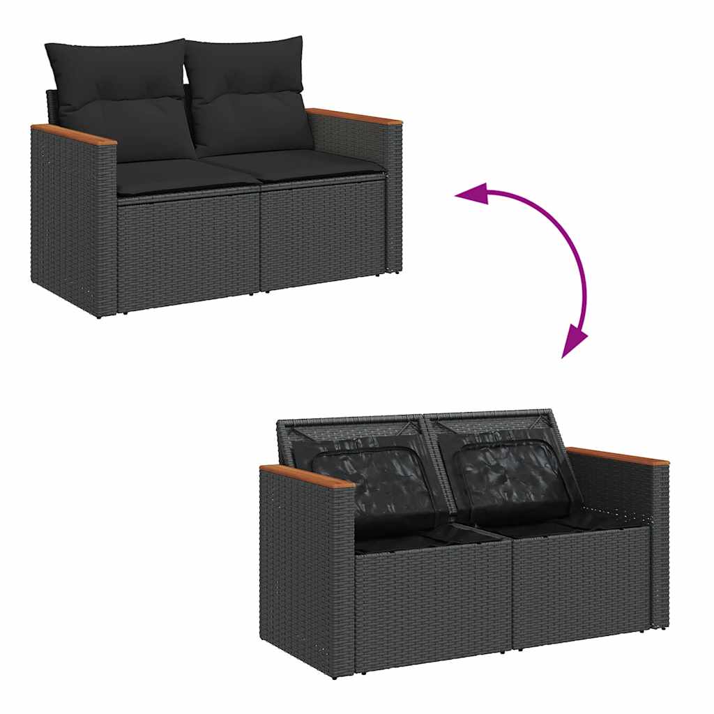 5-Delige Loungeset Met Kussens Poly Rattan Acacia