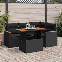 5-Delige Loungeset Met Kussens Poly Rattan Acacia