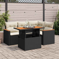 5-Delige Loungeset Met Kussens Poly Rattan Acacia