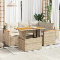 5-Delige Loungeset Met Kussens Poly Rattan Acacia