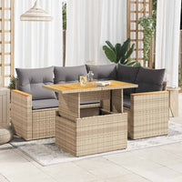 5-Delige Loungeset Met Kussens Poly Rattan Acacia