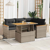 5-Delige Loungeset Met Kussens Poly Rattan Acacia