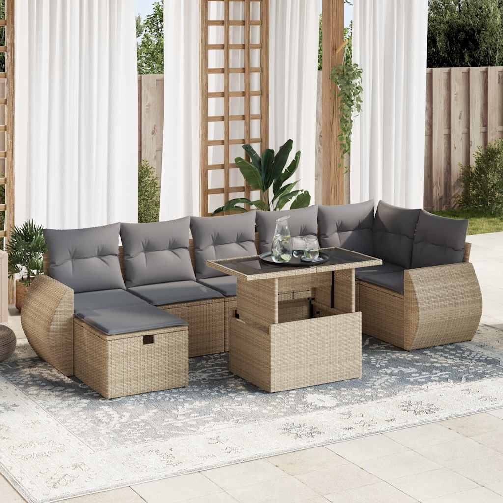 8-Delige Loungeset Met Kussens Poly Rattan