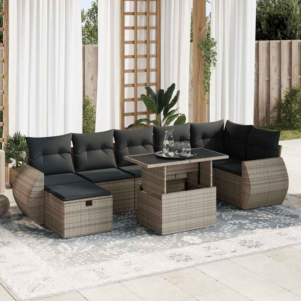 8-Delige Loungeset Met Kussens Poly Rattan