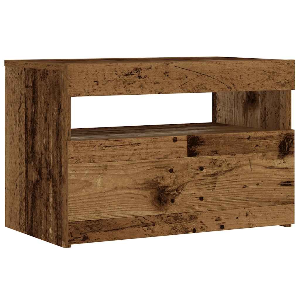 Nachtkastje Met Led 60X35X40 Cm Bewerkt Hout