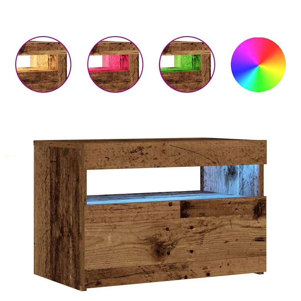 Nachtkastje Met Led 60X35X40 Cm Bewerkt Hout