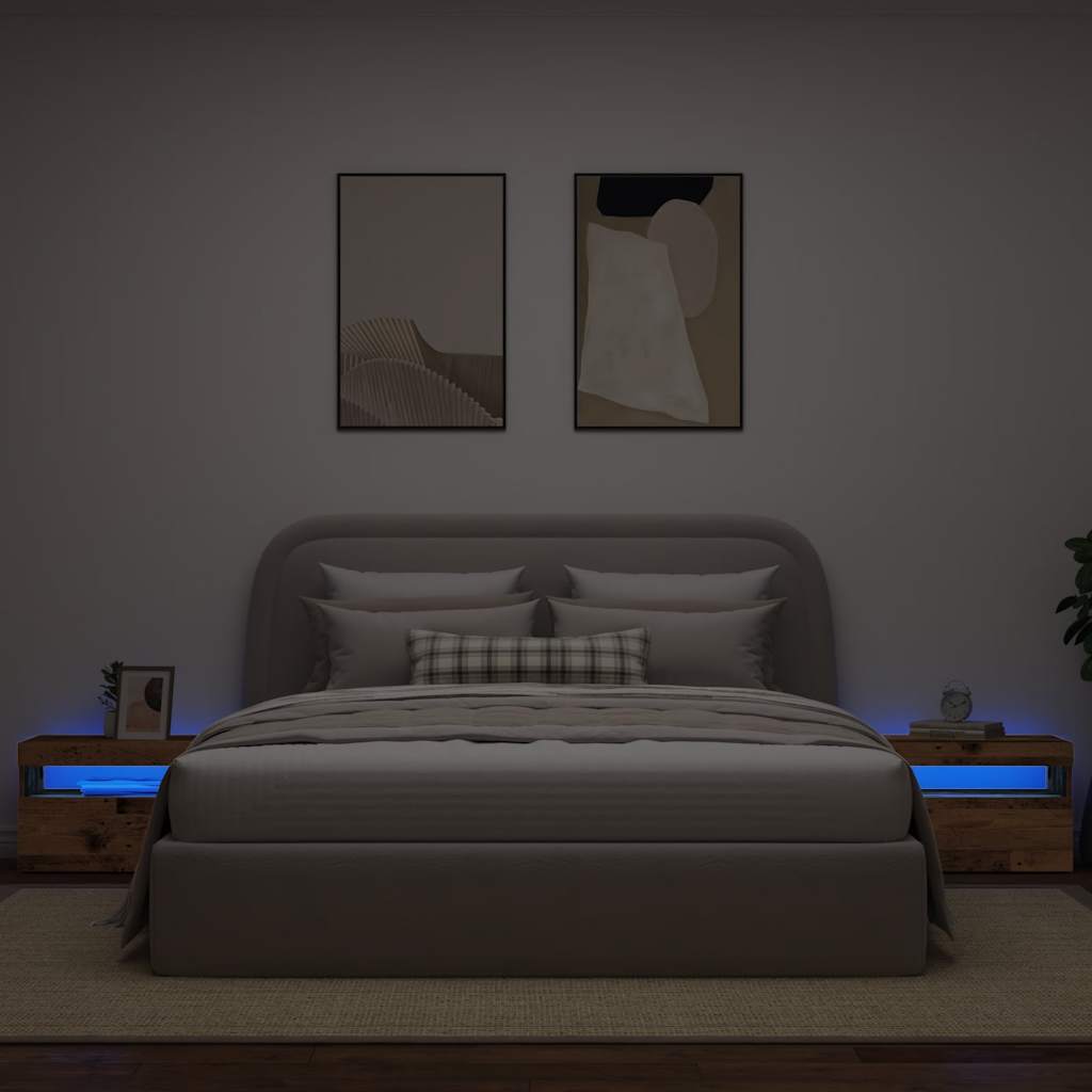 Nachtkastje Met Led 60X35X40 Cm Bewerkt Hout