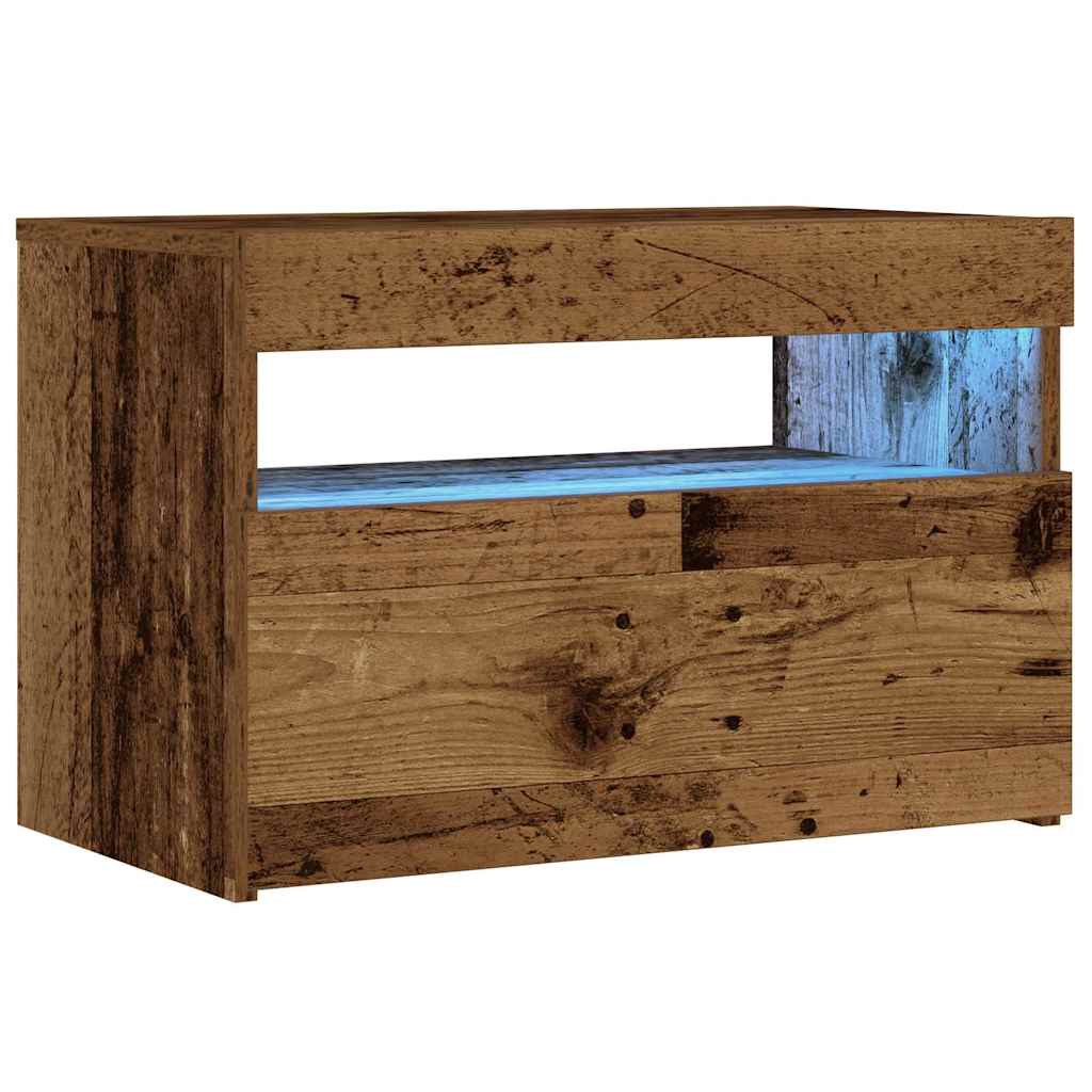 Nachtkastje Met Led 60X35X40 Cm Bewerkt Hout