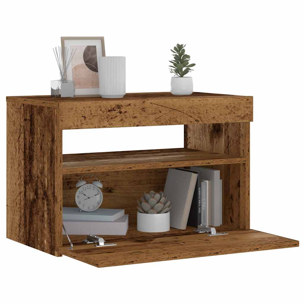 Nachtkastje Met Led 60X35X40 Cm Bewerkt Hout