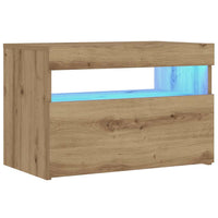 Nachtkastje Met Led 60X35X40 Cm Bewerkt Hout Artisanaal Eiken