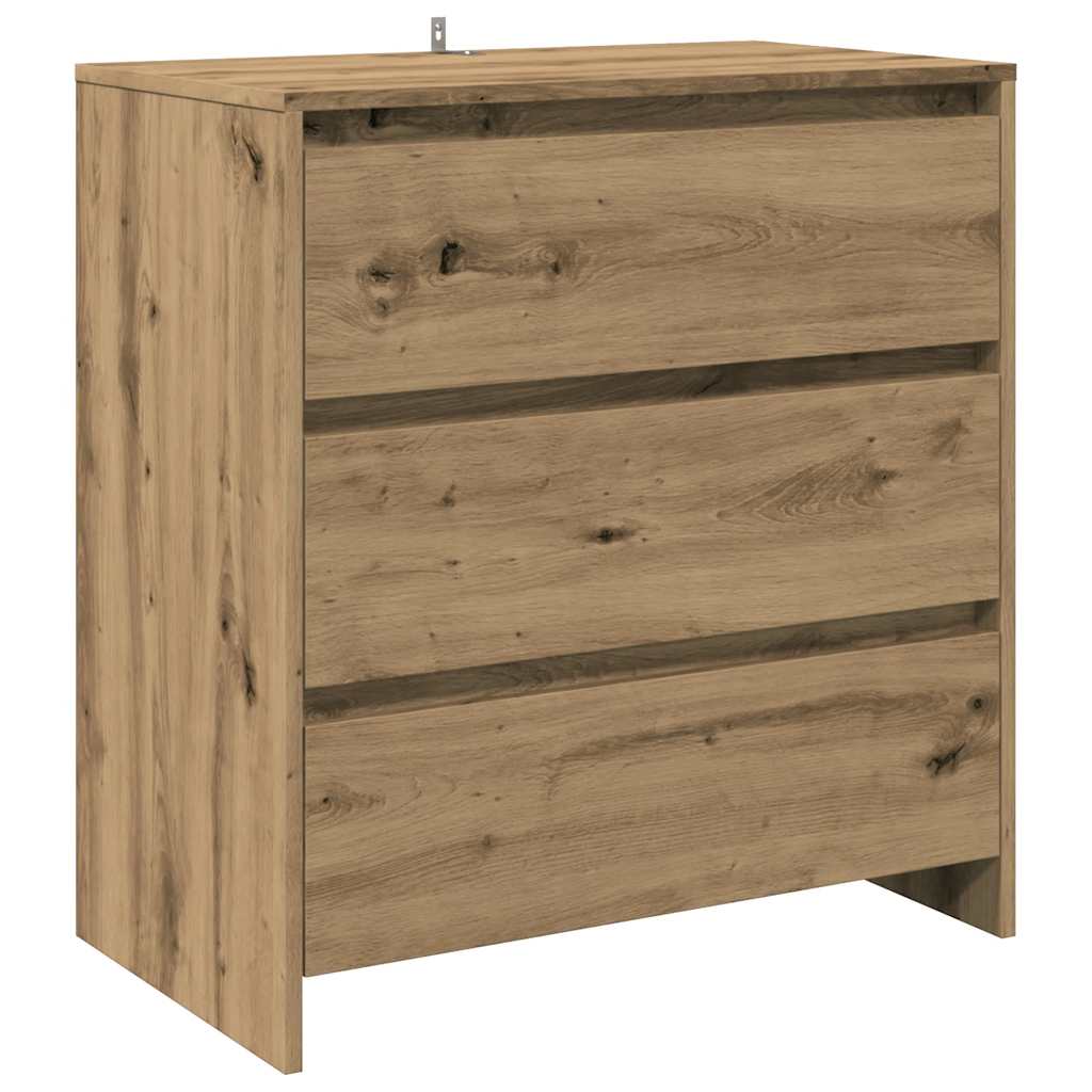 3-Delige Dressoirs Bewerkt Hout Artisanaal Eikenkleur