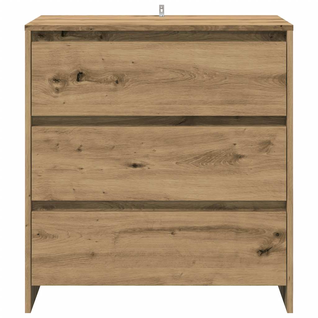 3-Delige Dressoirs Bewerkt Hout Artisanaal Eikenkleur