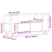 Tv-Meubel Wielen 102X34,5X43 Cm Spaanplaat Kleurig