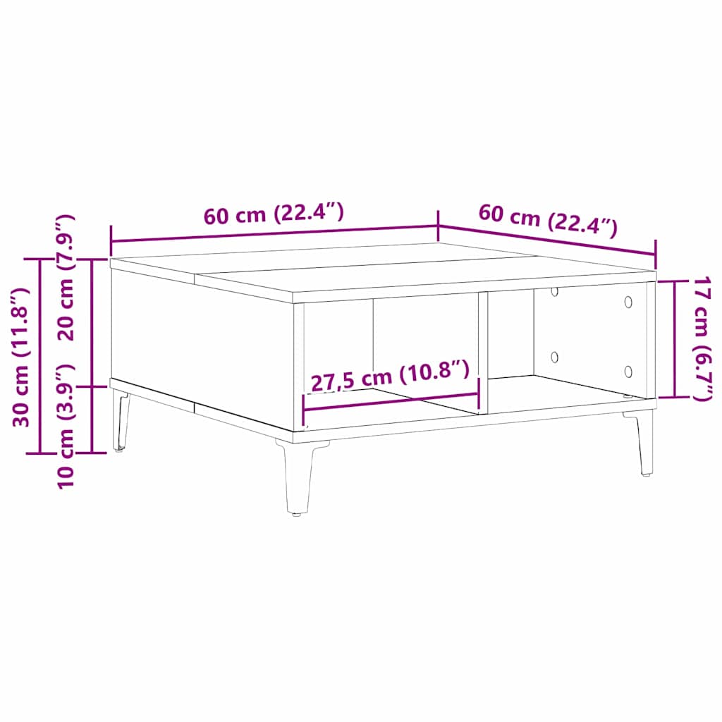 Salontafel 60 X 60 X 30 Cm
