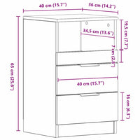 Nachtkastje 2 Pcs 40 X 35 X 65 Cm Bewerkt Hout