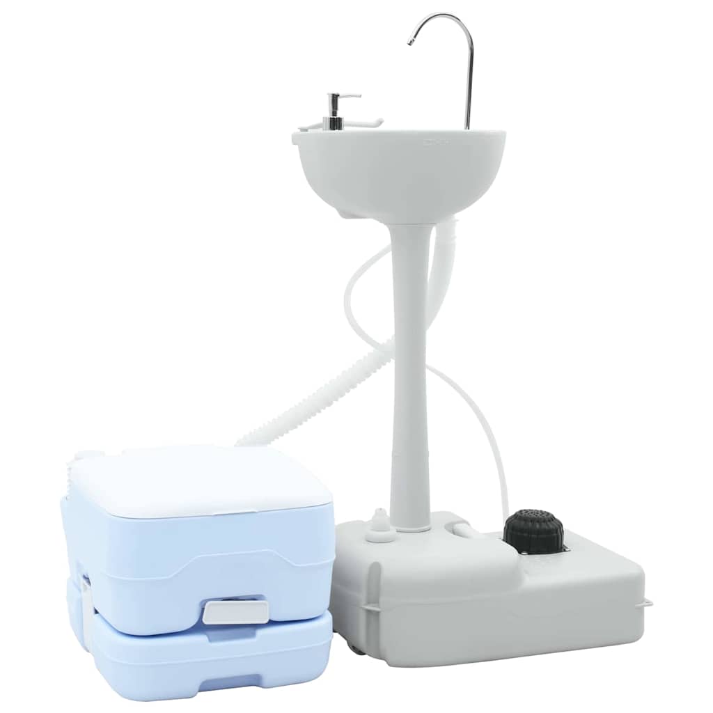 Camping Toilet Set 2 Pcs Blauw En Wit