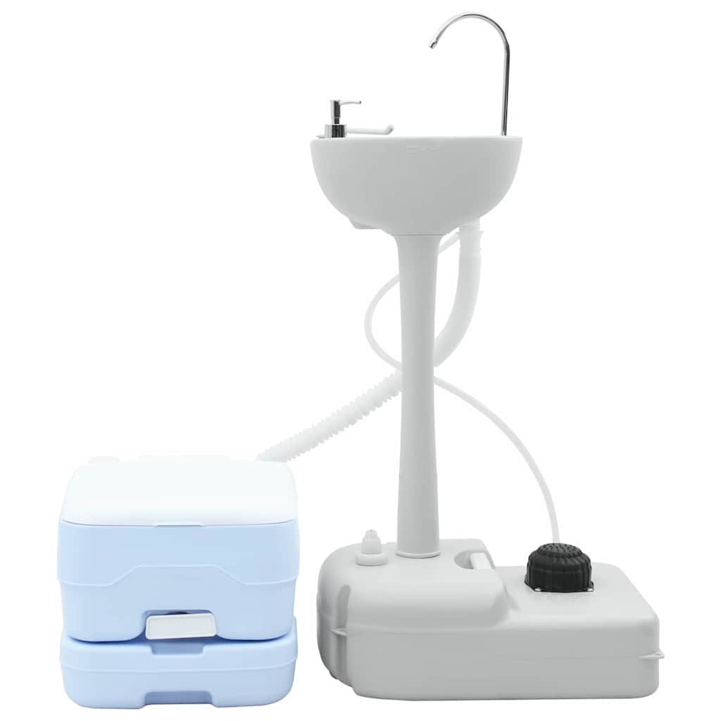 Camping Toilet Set 2 Pcs Blauw En Wit