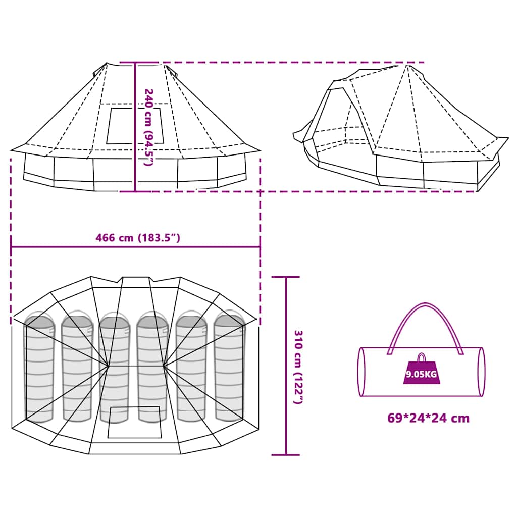 Tipi Tent Met Dak 466 X 310 X 240 Cm Taft