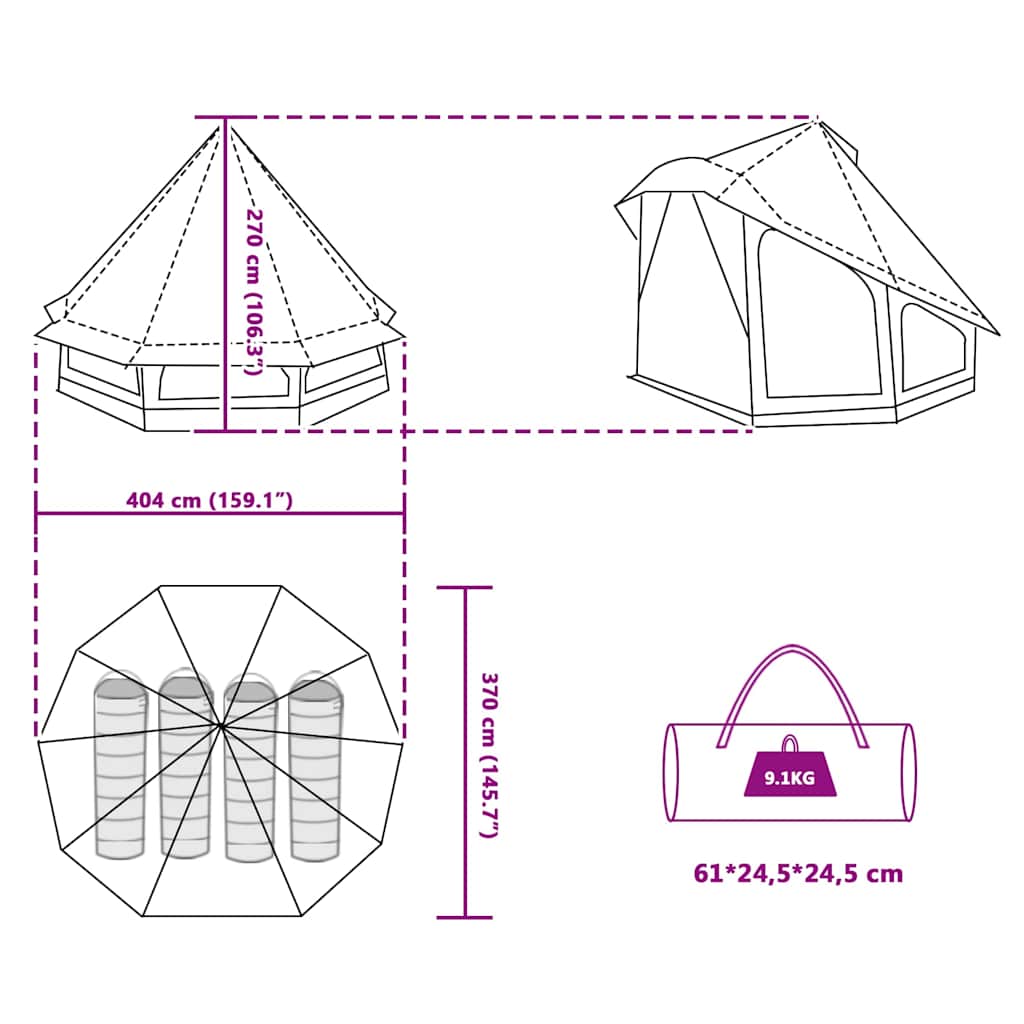 Tipi Tent Met Dak Met Opslag 404 X 370 X 270 Cm Taft
