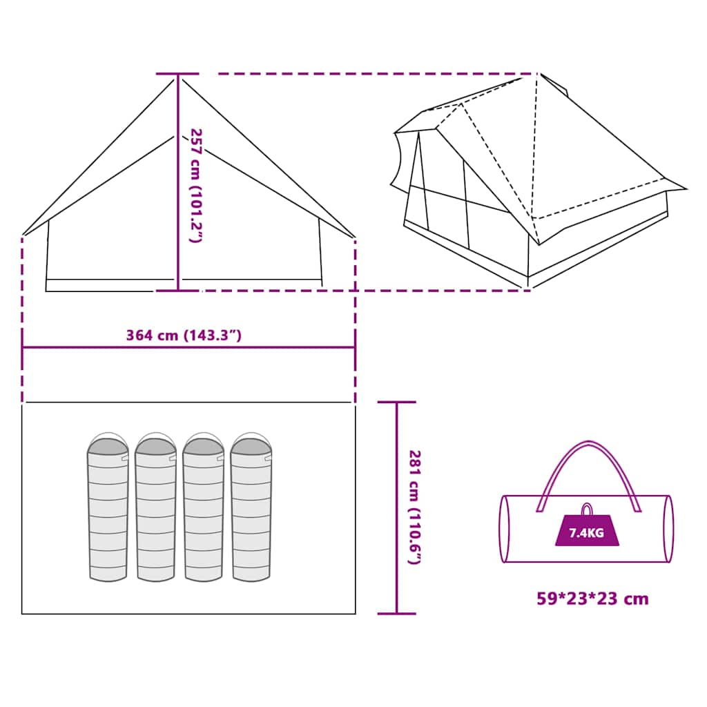 Tipi Tent Met Dak Met Opslag 364 X 281 X 257 Cm Taft