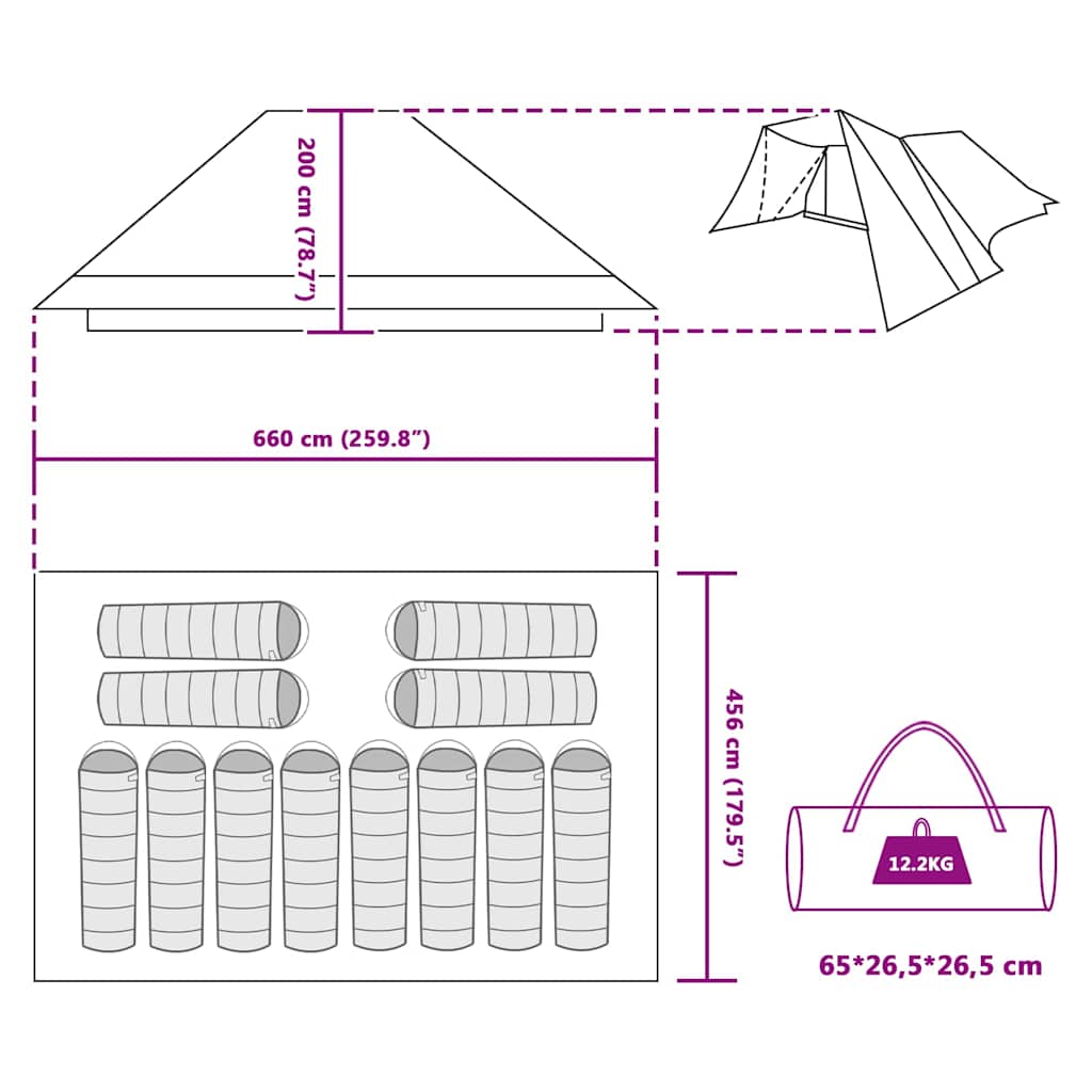 Tipi Tent Met Dak 660 X 456 X 200 Cm Taft